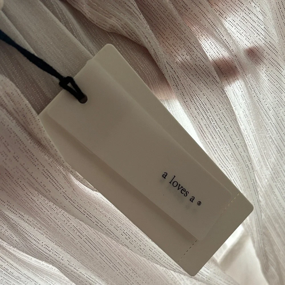 Loves A Metallic Chiffon Feather Trim Ruched Dress - STUNNING! MSPR 159 - Picture 3 of 9